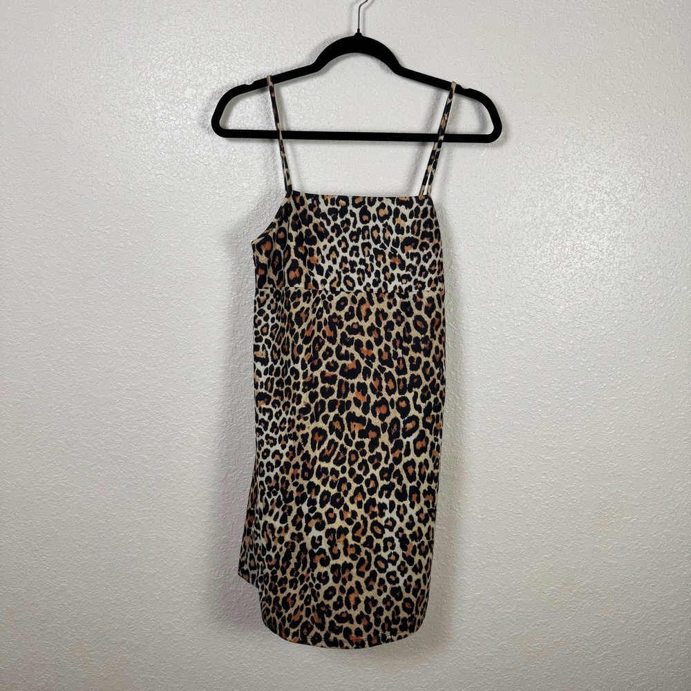 Zara‎ Trafaluc Leopard Print Mini Dress Spaghetti Strap Animal Print Brown Small - Picture 2 of 6